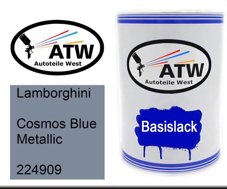 Lamborghini, Cosmos Blue Metallic, 224909: 500ml Lackdose, von ATW Autoteile West.